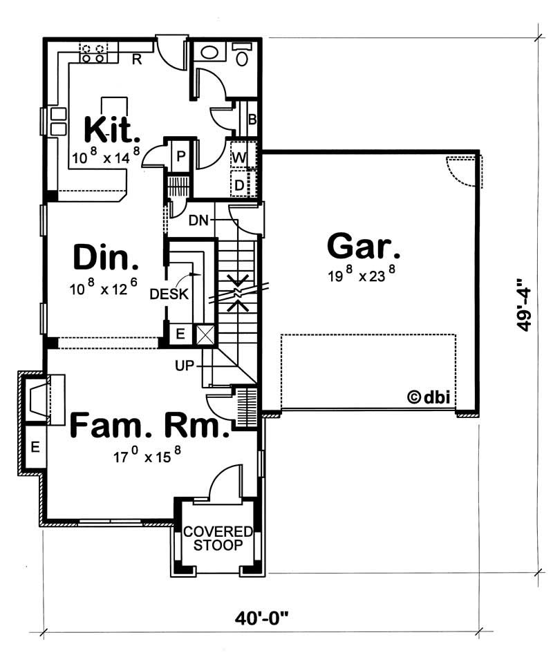 Floor Plan First Story of French Plan #120-1167