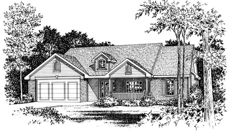 Front View of this 3-Bedroom, 1784 Sq Ft Plan - 120-1272