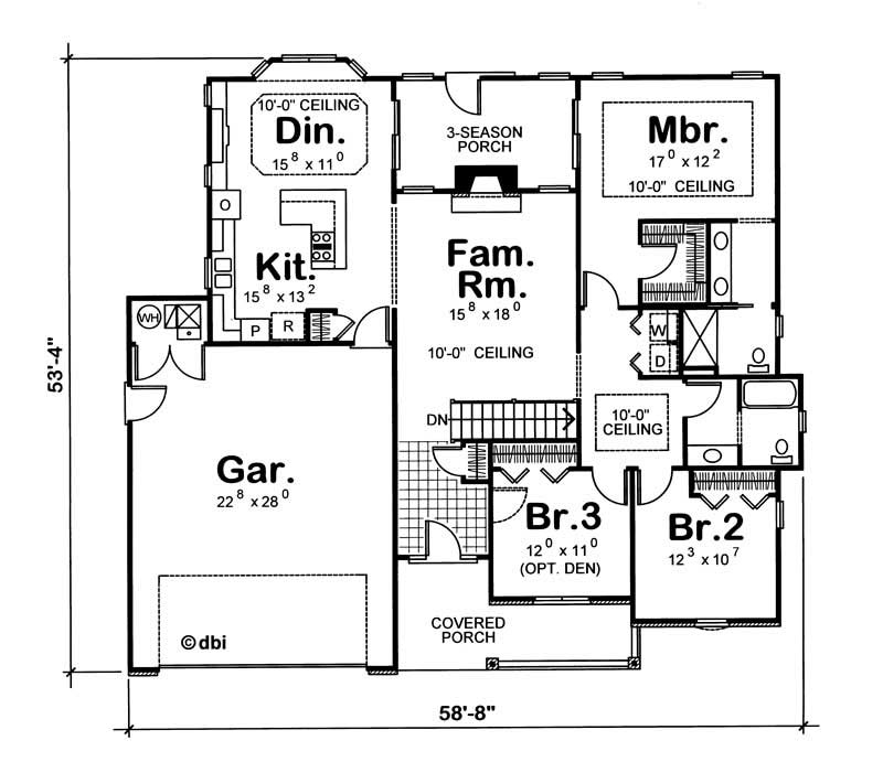 Floor Plan First Story of Country Plan #120-1272