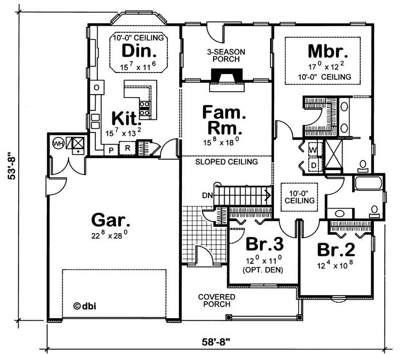 Front View of this 3-Bedroom, 1784 Sq Ft Plan - 120-1272