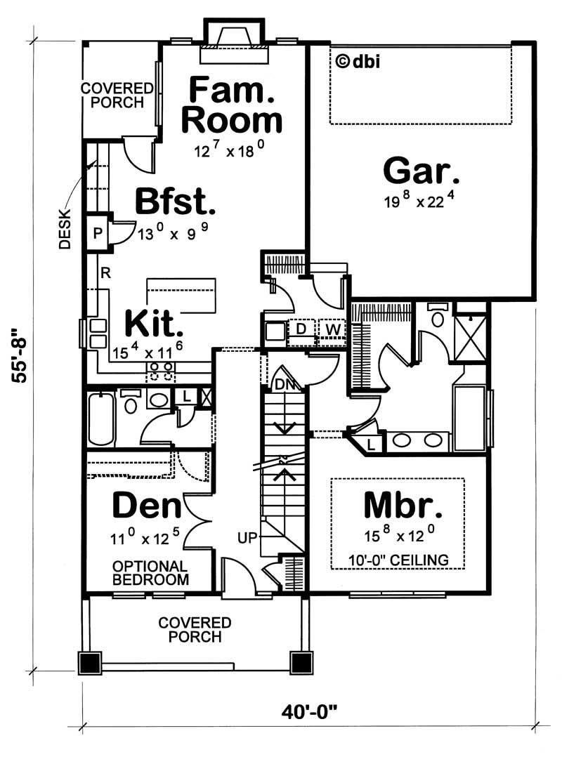 Floor Plan First Story of Ranch Plan #120-1281