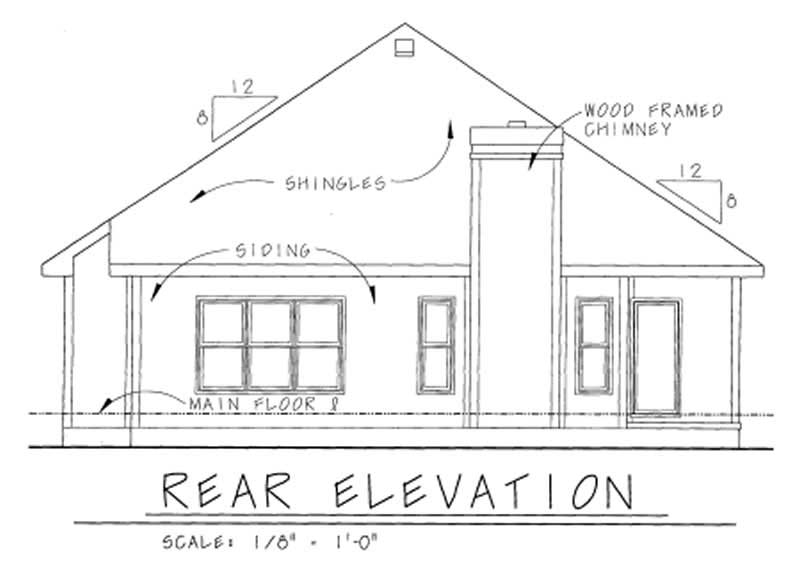 Home Plan Rear Elevation of this 1-Bedroom,1344 Sq Ft Plan -120-1282