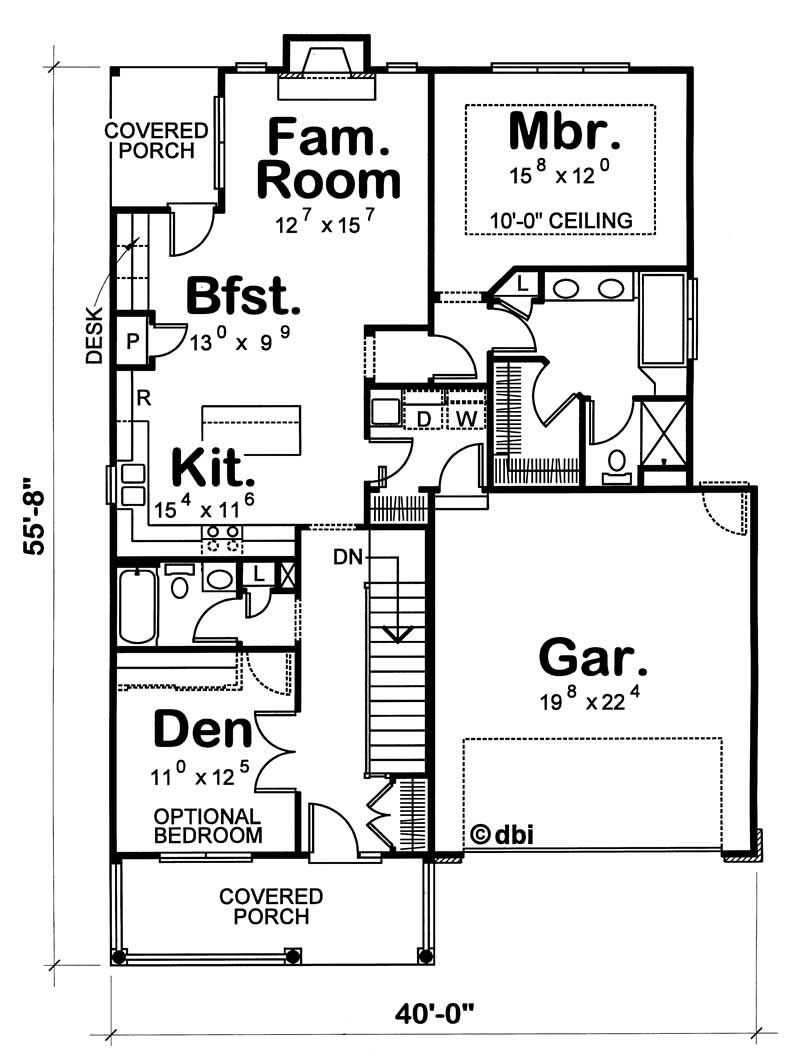 Floor Plan First Story of Small House Plans #120-1282