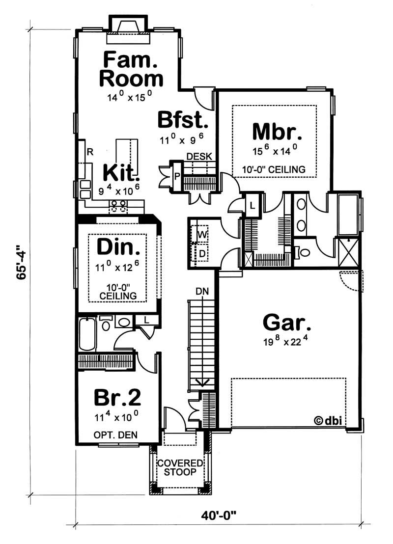 Floor Plan First Story of French Plan #120-1283
