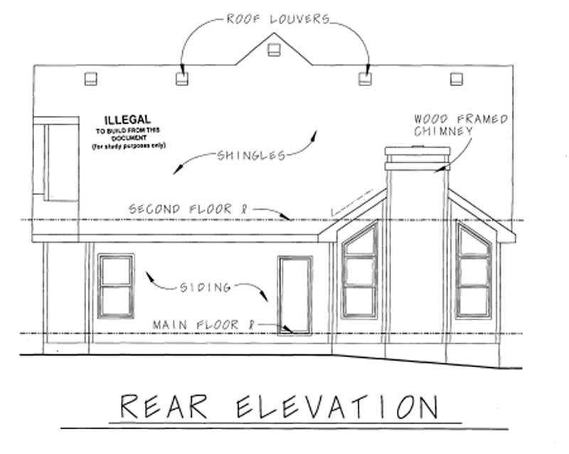 Home Plan Rear Elevation of this 4-Bedroom,2126 Sq Ft Plan -120-1312