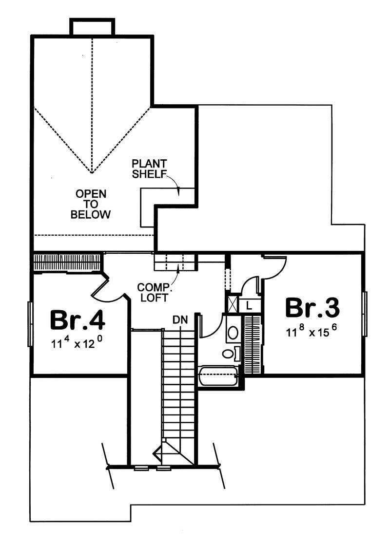 Floor Plan Second Story of Traditional Plan #120-1312