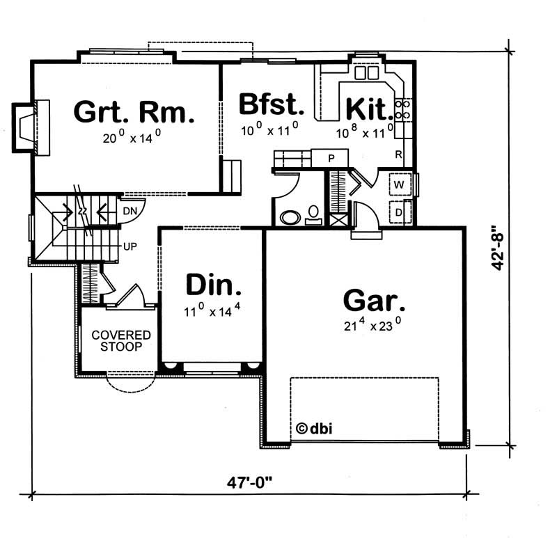 Floor Plan First Story of European Plan #120-1321
