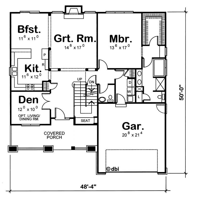 Floor Plan First Story of Country Plan #120-1326