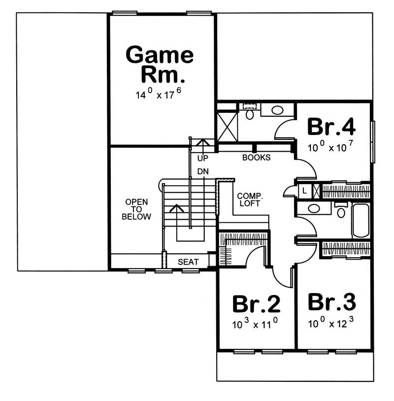 Floor Plan Second Story of Country Plan #120-1326