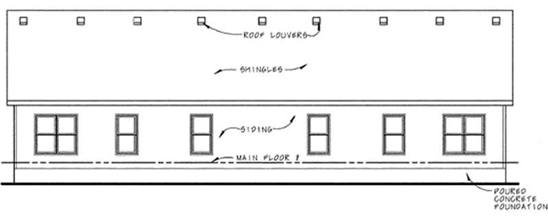 Home Plan Rear Elevation of this 3-Bedroom,1311 Sq Ft Plan -120-1340