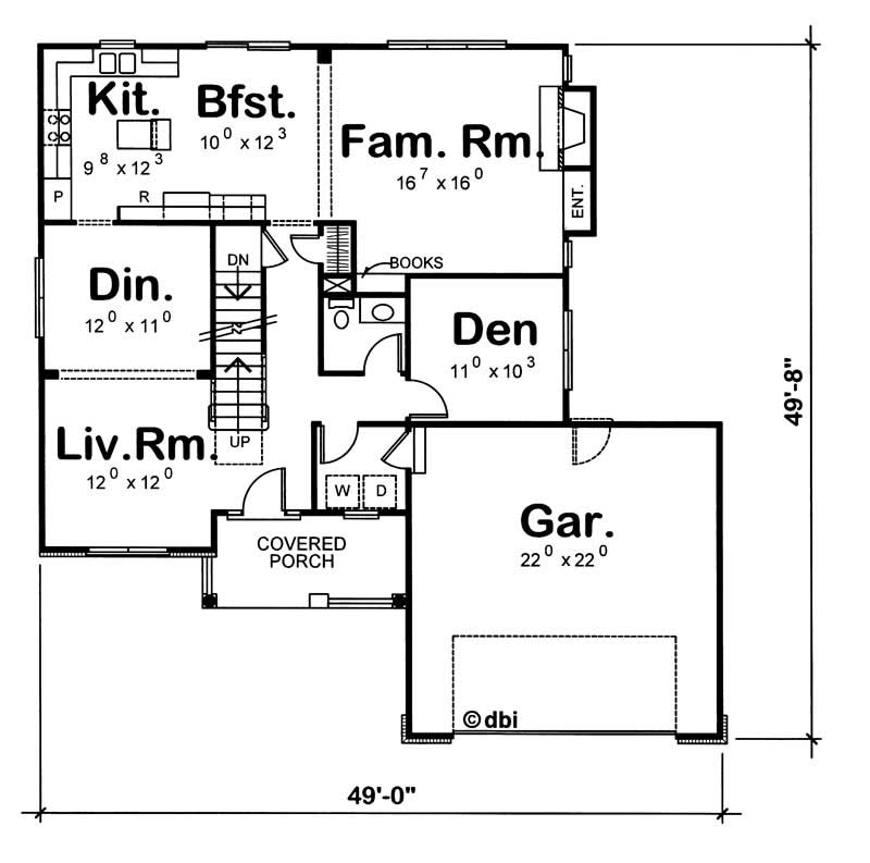 Floor Plan First Story of Country Plan #120-1361