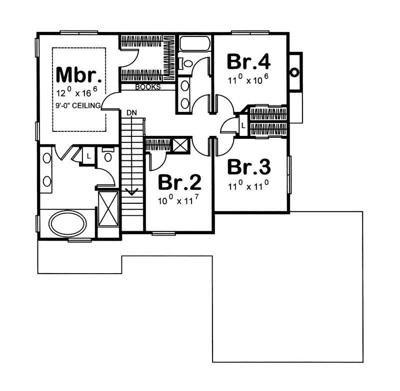 Floor Plan Second Story of Country Plan #120-1361