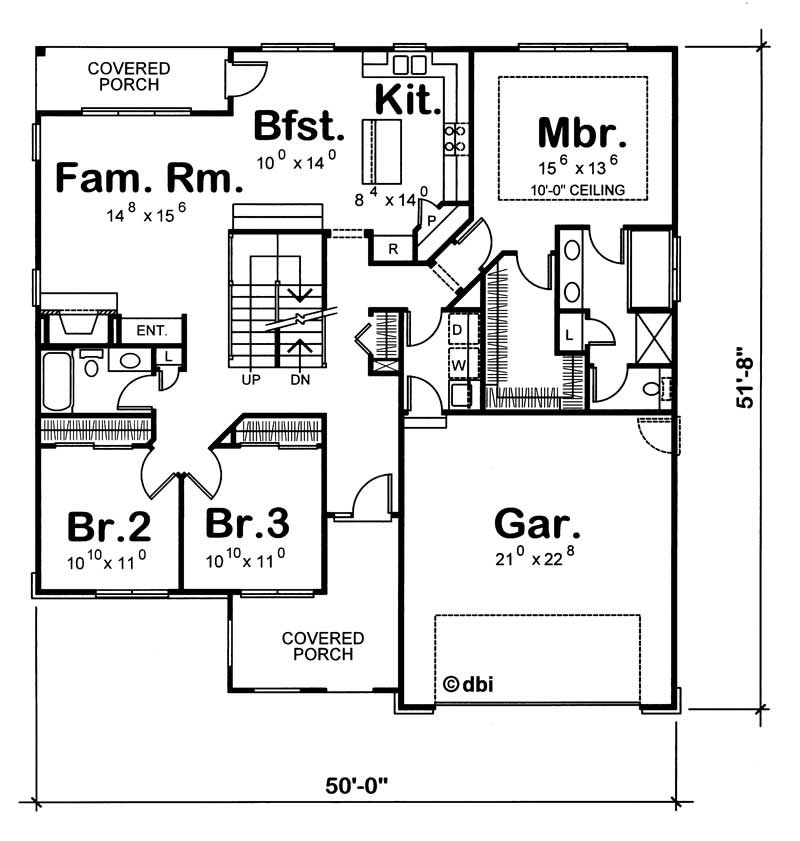 Floor Plan First Story of French Plan #120-1367