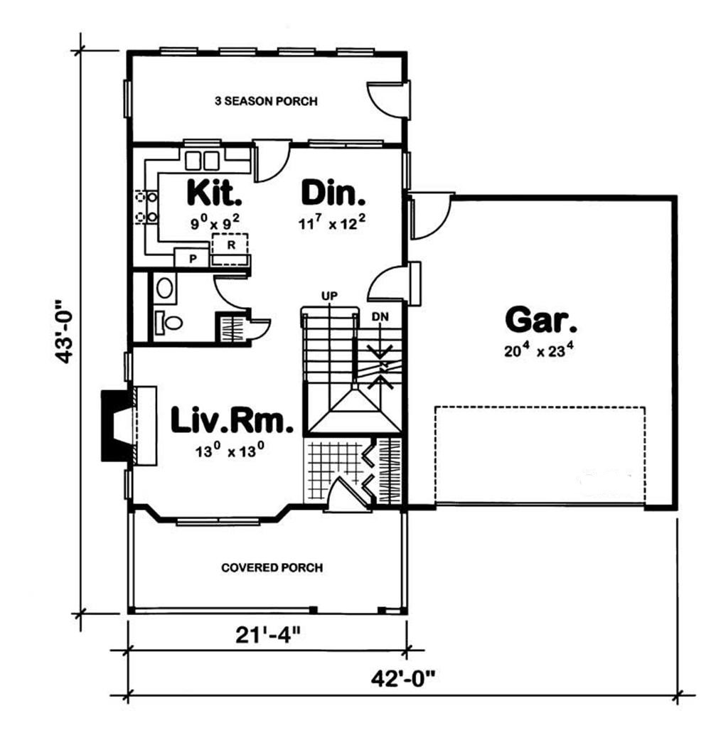 Floor Plan First Story of Country Plan #120-1368