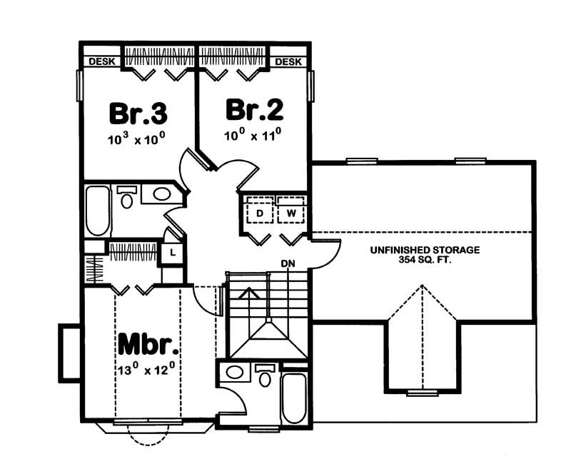 Floor Plan Second Story of Country Plan #120-1368