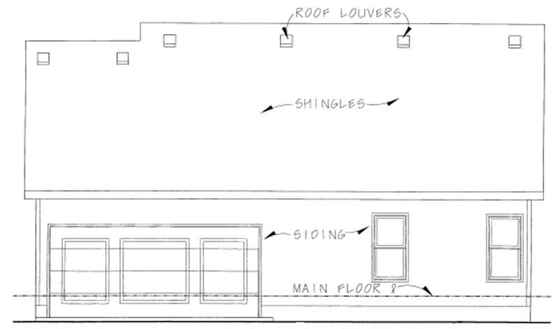 Home Plan Rear Elevation of this 3-Bedroom,1446 Sq Ft Plan -120-1372