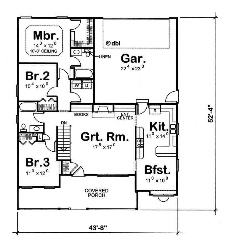 Floor Plan First Story of Small House Plans #120-1372