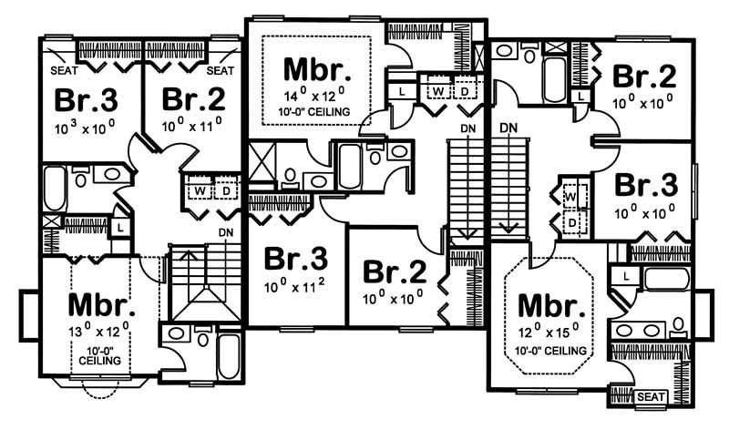 Floor Plan Second Story of Multi-Unit Plan #120-1376
