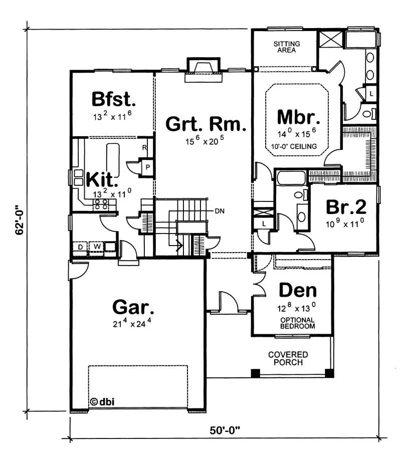 Floor Plan First Story of Country Plan #120-1391
