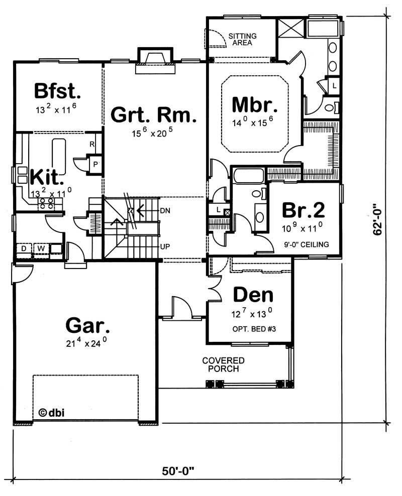 Floor Plan First Story of Country Plan #120-1392
