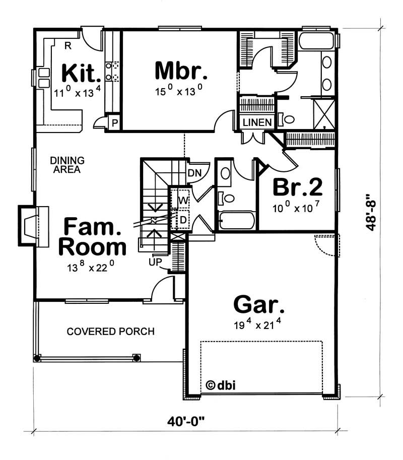 Floor Plan First Story of Country Plan #120-1393