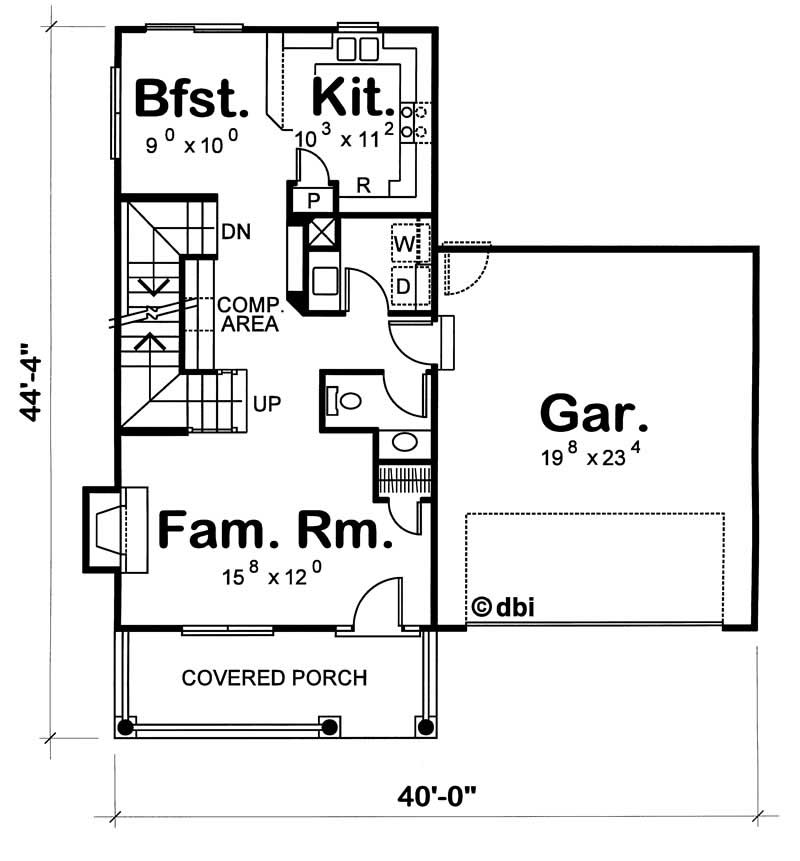 Floor Plan First Story of Country Plan #120-1437