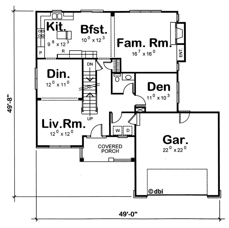 Floor Plan First Story of Country Plan #120-1454