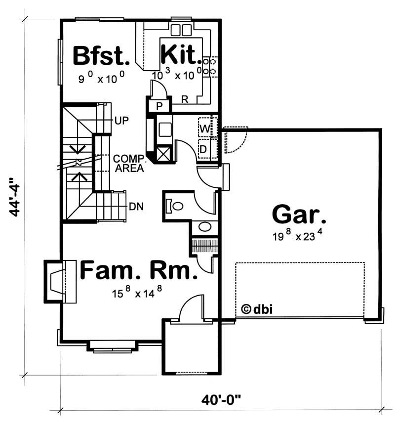 Floor Plan First Story of Craftsman Plan #120-1481