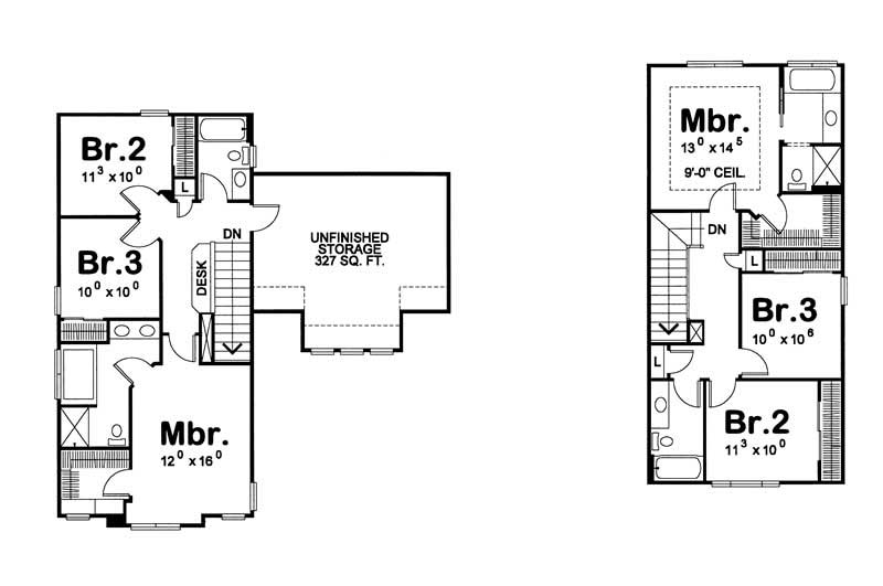 Floor Plan Second Story of Multi-Unit Plan #120-1551