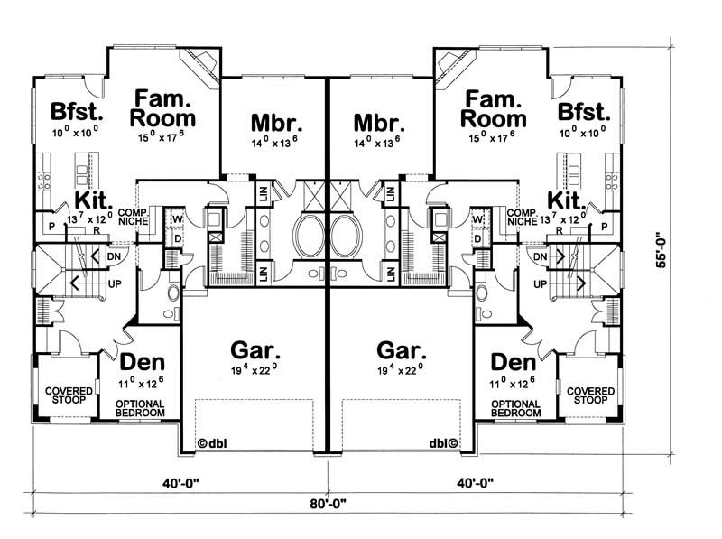 Floor Plan First Story of French Plan #120-1554