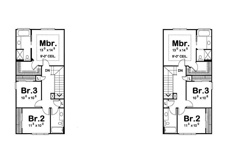 Floor Plan Second Story of Multi-Unit Plan #120-1595