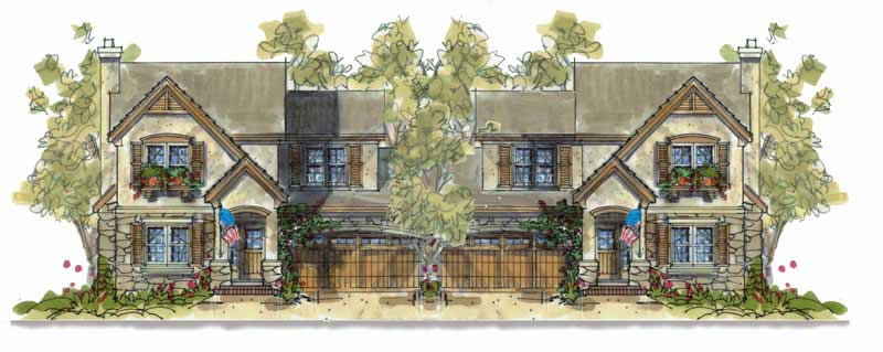 Front elevation of Multi-Unit home (ThePlanCollection: House Plan #120-1596)
