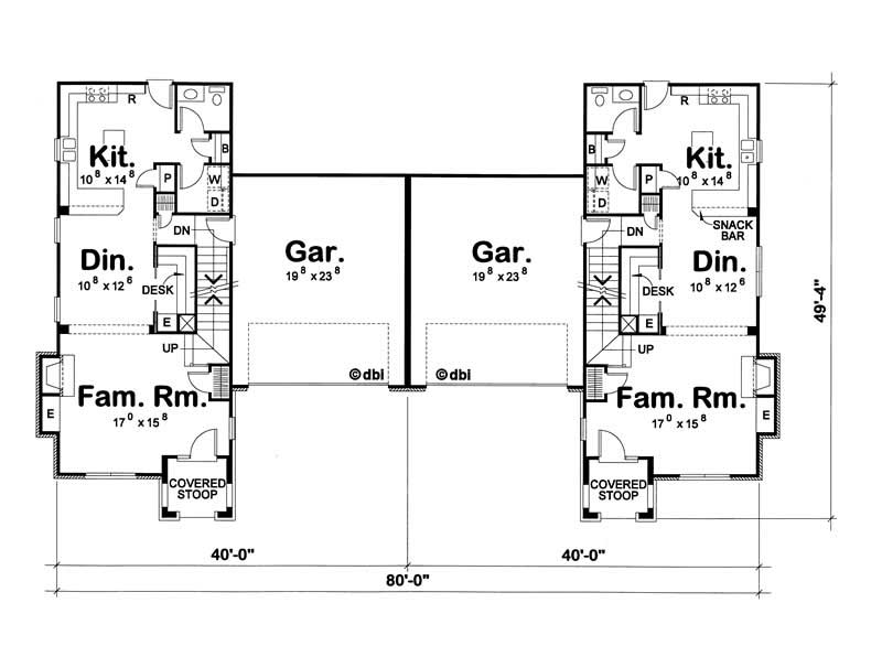 Floor Plan First Story of French Plan #120-1596