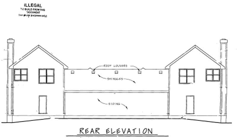 Home Plan Rear Elevation of this 3-Bedroom,1649 Sq Ft Plan -120-1597