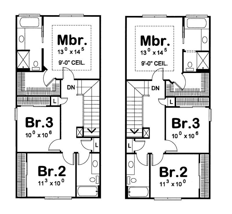 Floor Plan Second Story of Country Plan #120-1597