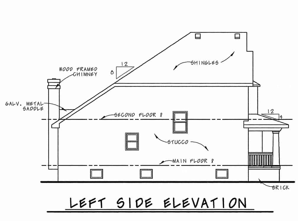 Home Plan Left Elevation of this 6-Bedroom,3398 Sq Ft Plan -120-1599