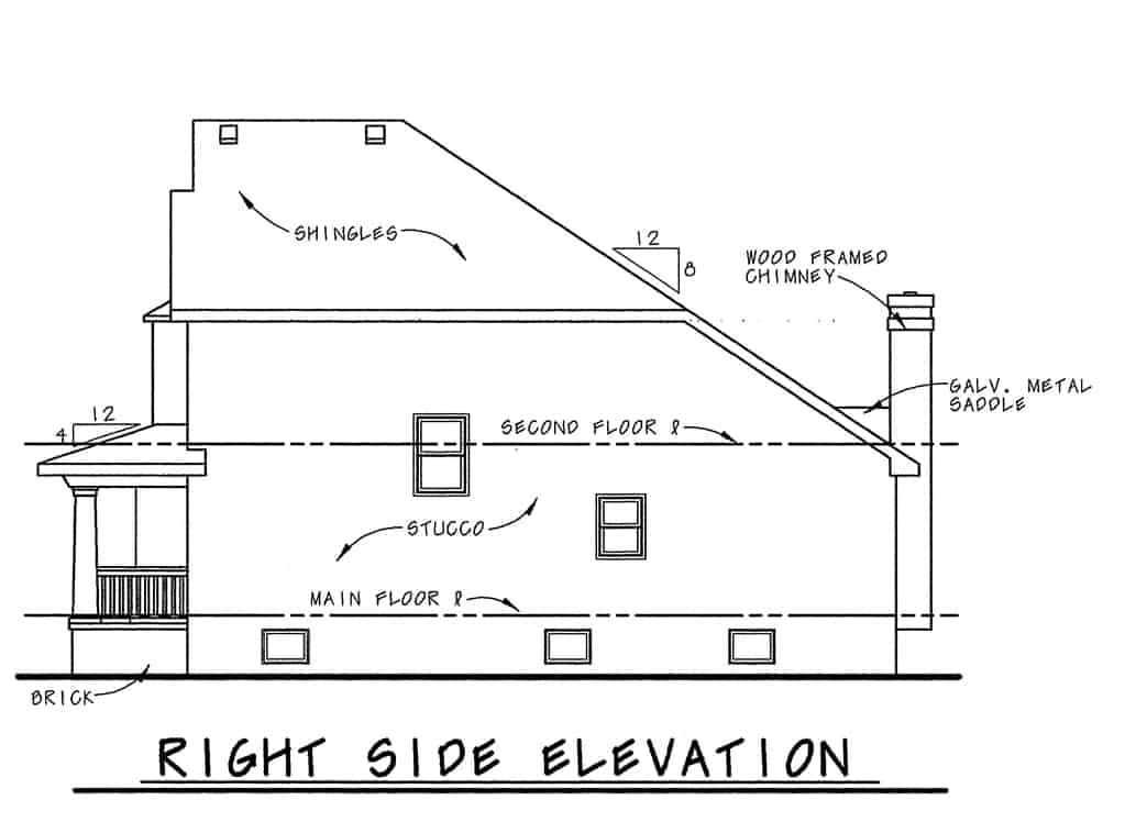 Home Plan Right Elevation of this 6-Bedroom,3398 Sq Ft Plan -120-1599