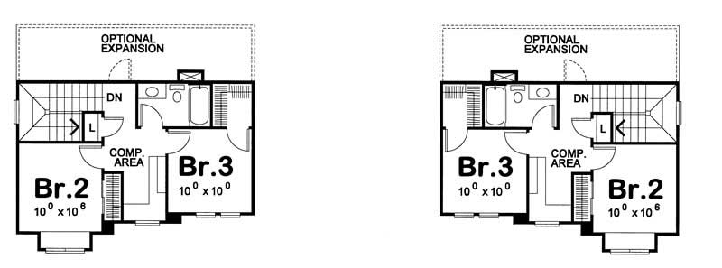 Floor Plan Second Story of European Plan #120-1599