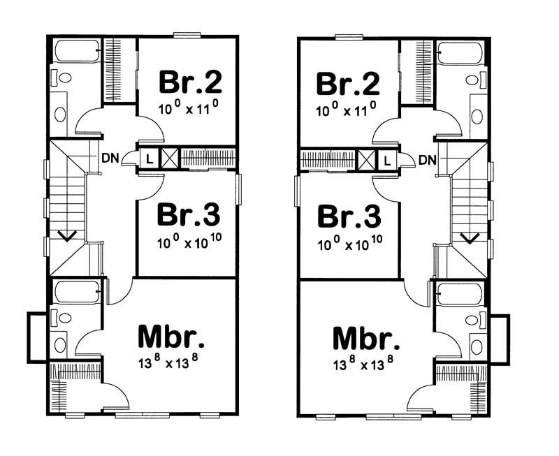 Floor Plan Second Story of Country Plan #120-1601