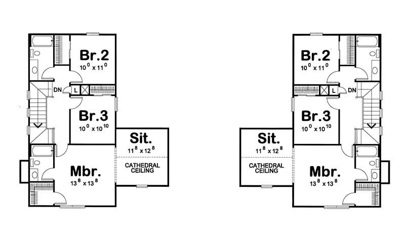 Floor Plan Second Story of Country Plan #120-1603