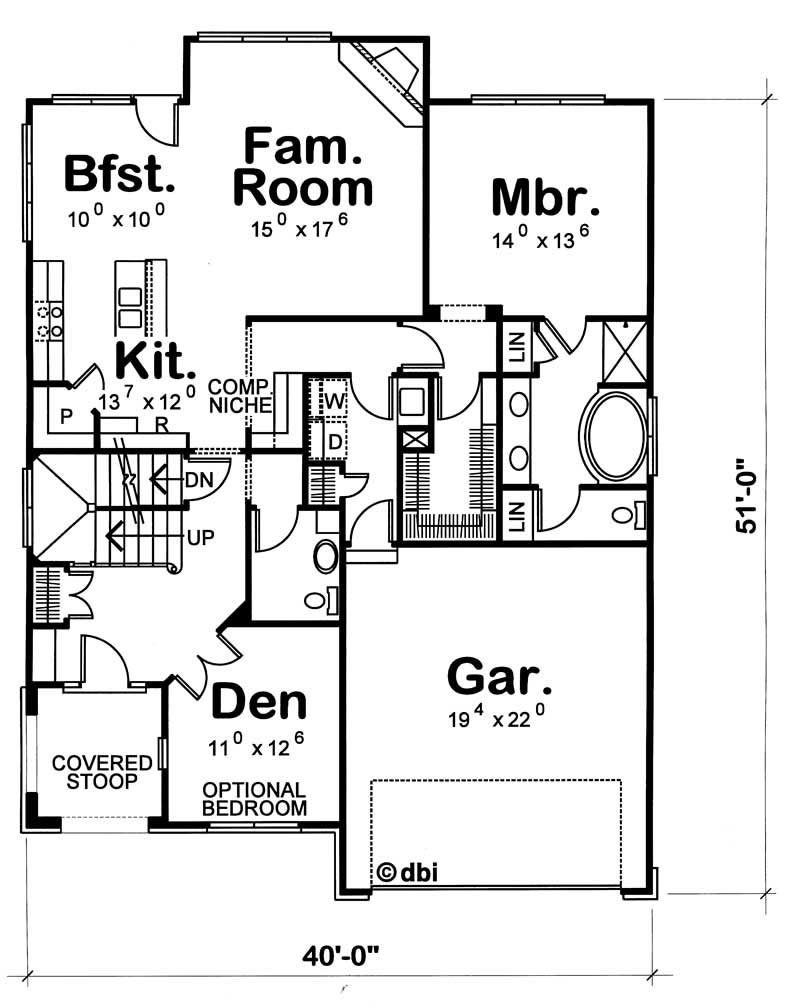 Floor Plan First Story of French Plan #120-1604
