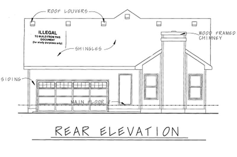 Home Plan Rear Elevation of this 2-Bedroom,1580 Sq Ft Plan -120-1629