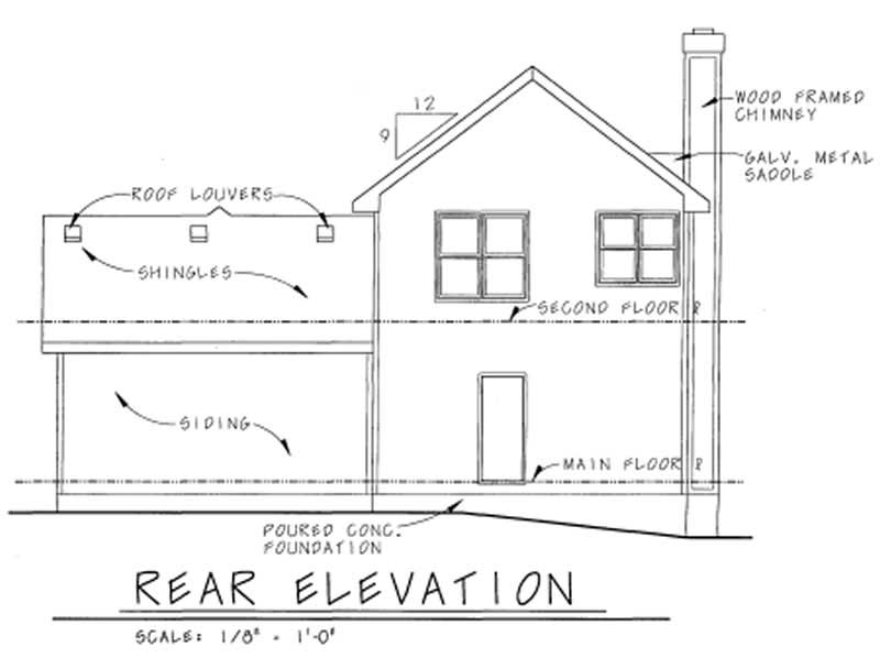 Home Plan Rear Elevation of this 3-Bedroom,1649 Sq Ft Plan -120-1632