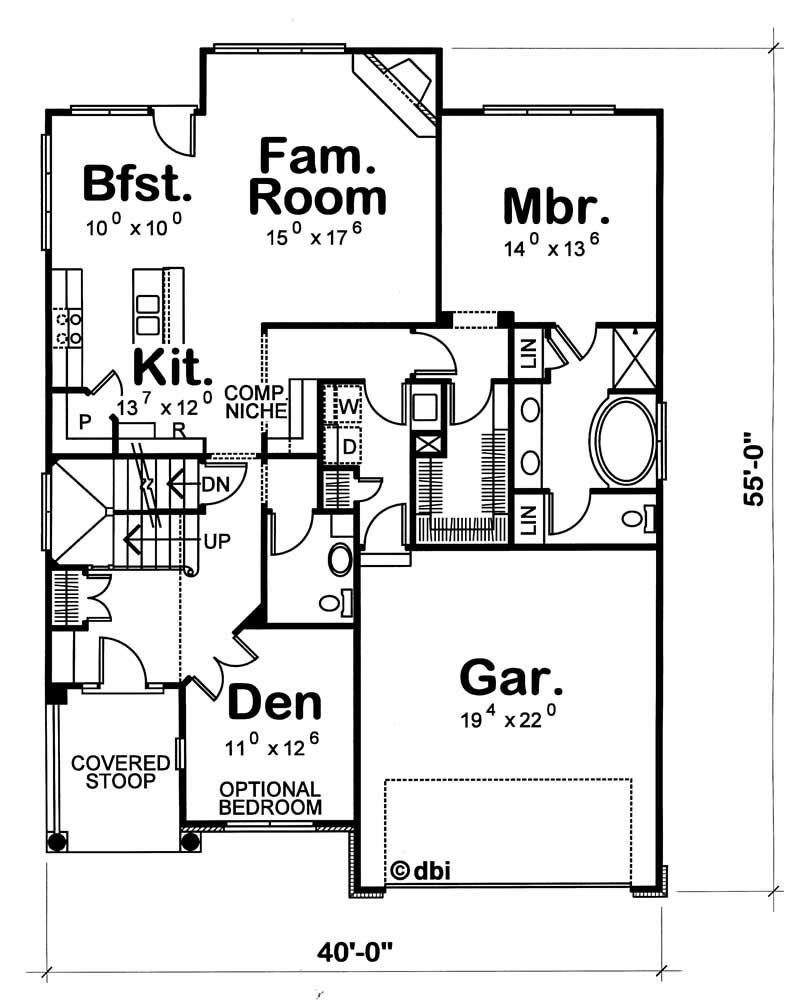 Floor Plan First Story of Country Plan #120-1637