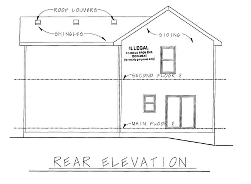 Home Plan Rear Elevation of this 3-Bedroom,1568 Sq Ft Plan -120-1639