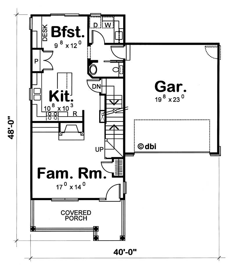 Floor Plan First Story of Country Plan #120-1640