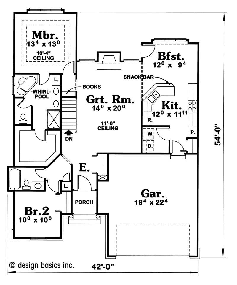 Floor Plan First Story of Ranch Plan #120-1664