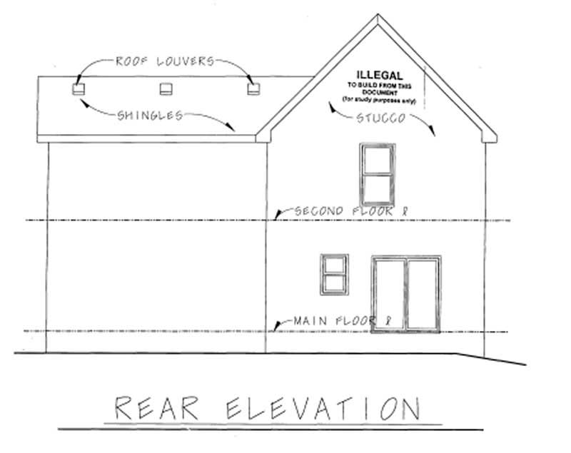 Home Plan Rear Elevation of this 3-Bedroom,1560 Sq Ft Plan -120-1669