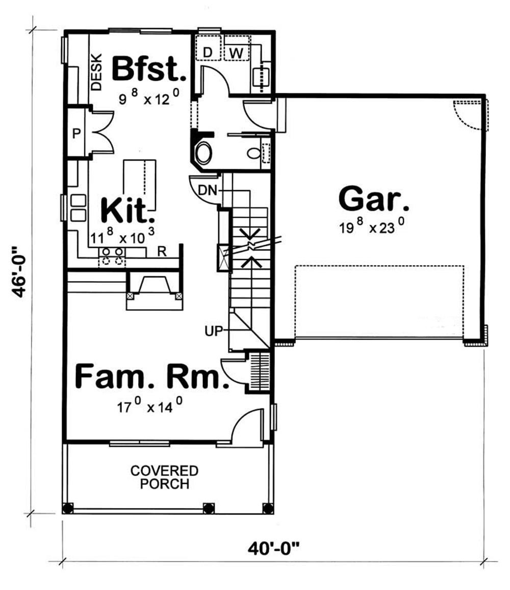 Floor Plan First Story of Colonial Plan #120-1669