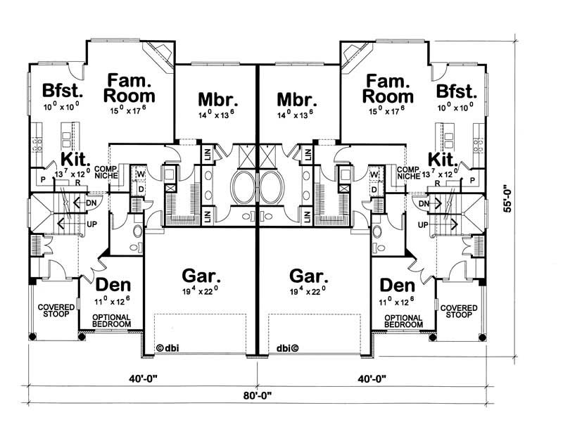 Floor Plan First Story of Country Plan #120-1706